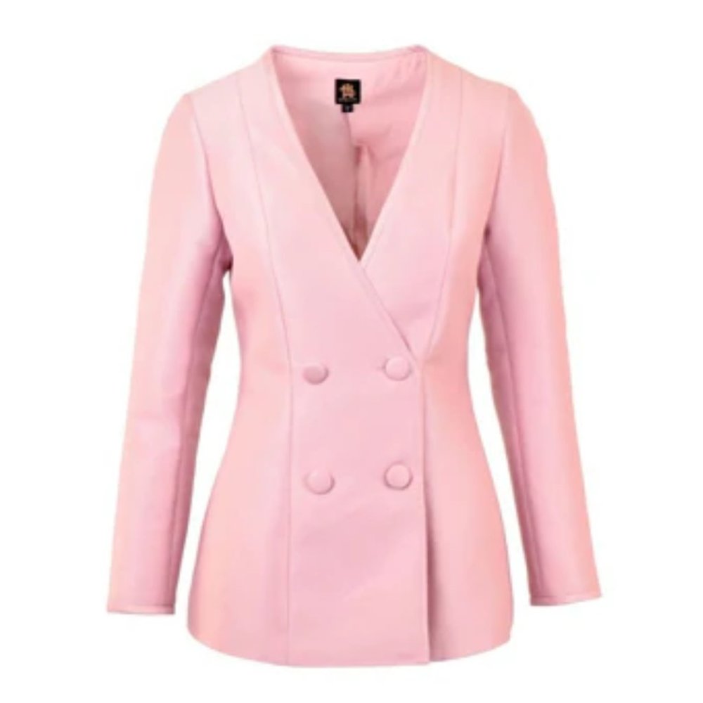 NWT WOMEN'S HOTTIE + LORD PERLA SILK DOUBLE BREASTED SILK JACQUARD BLAZER